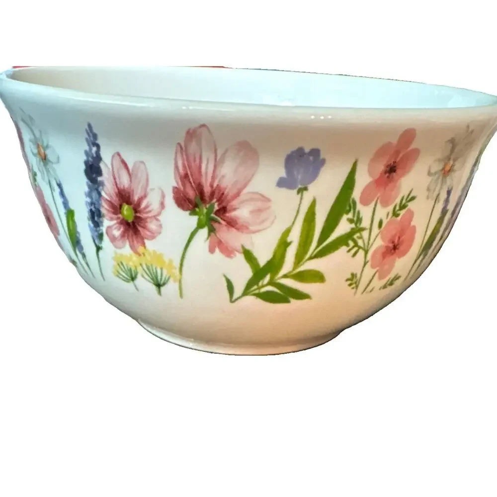 Set Of 6 Royal Norfolk Floral Wildflower Bowls Pink Purple 6 in Stoneware